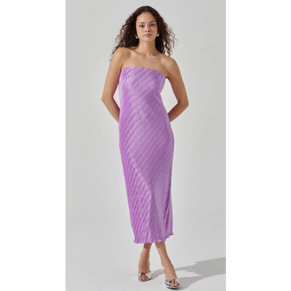 ASTR the Label Plisse Tube Midi Dress Size Medium - Picture 4 of 8